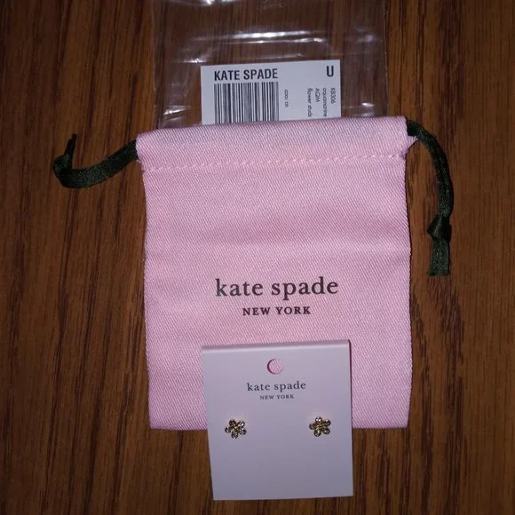 *PRICE DROP* New Kate Spade Aquamarine Flower Studs in gold setting. - Picture 5 of 6